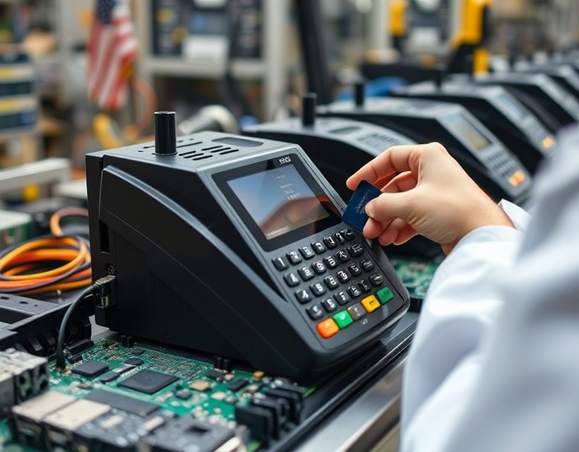 Módulo dispensador de un terminal de autoservicio en banco de pruebas